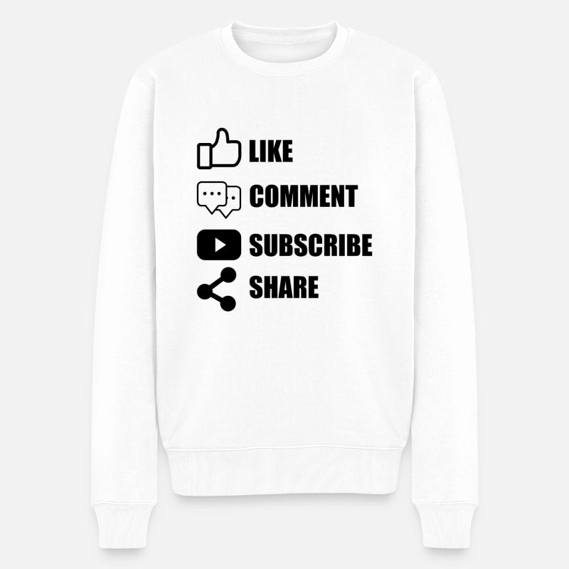 Like Comment Subscribe Share - Pull Premium bio Homme - blanc