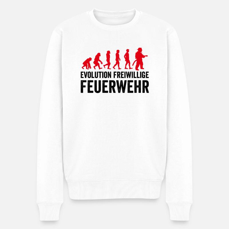 Evolution freiwillige Feuerwehr Geschenk Feuerwehr - Männer Premium Bio Pullover - Weiß