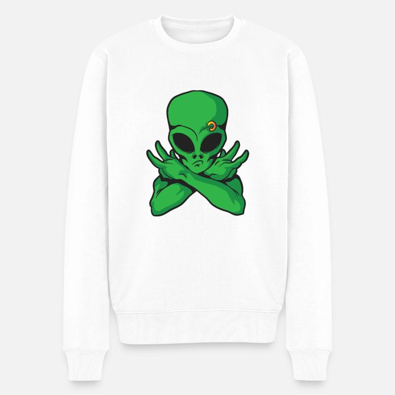 Alien Alien Pierce - Männer Premium Bio Pullover - Weiß