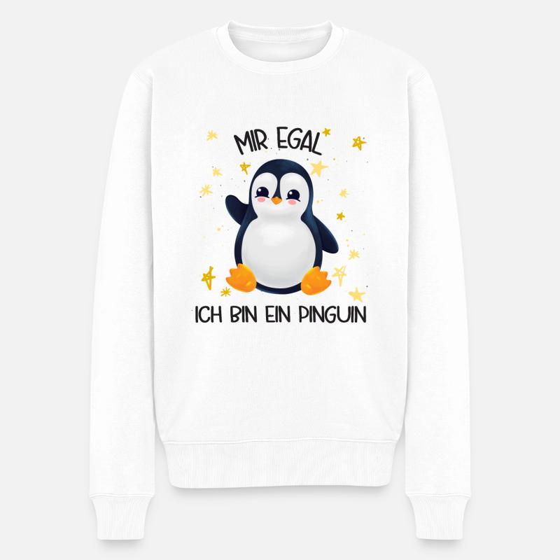 Mir egal ich bin ein Pinguin - Männer Premium Bio Pullover - Weiß