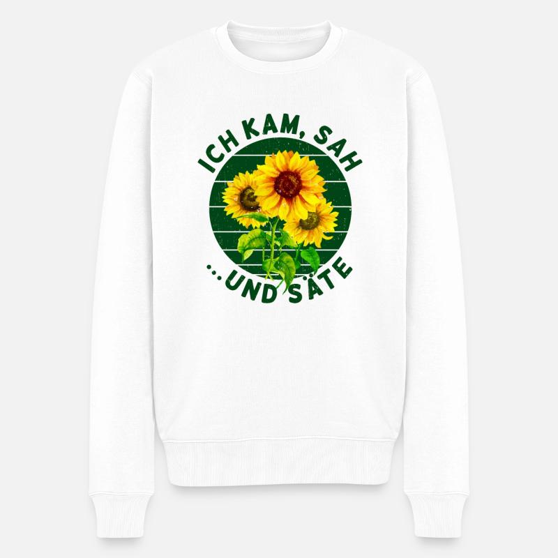 Ich kam sah und säte Garten Hobbygärtner Gärtnerei - Männer Premium Bio Pullover - Weiß
