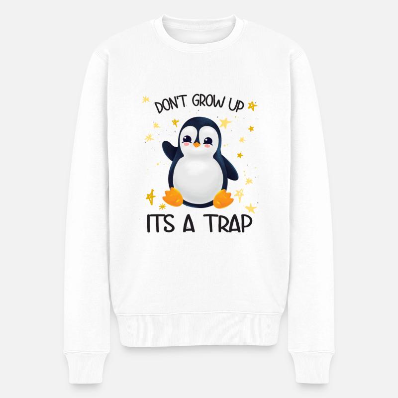 Pinguin Don't Grow Up - Männer Premium Bio Pullover - Weiß