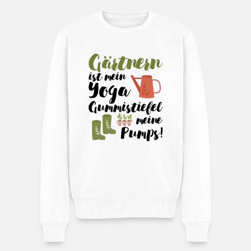 Gärtnern ist mein yoga Gartenarbeit Geschenk - Männer Premium Bio Pullover - Weiß