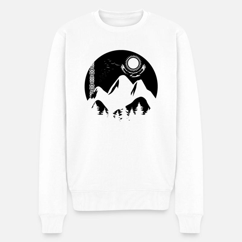 Ornament Flagge Geschenk Kasachstan Republik - Männer Premium Bio Pullover - Weiß