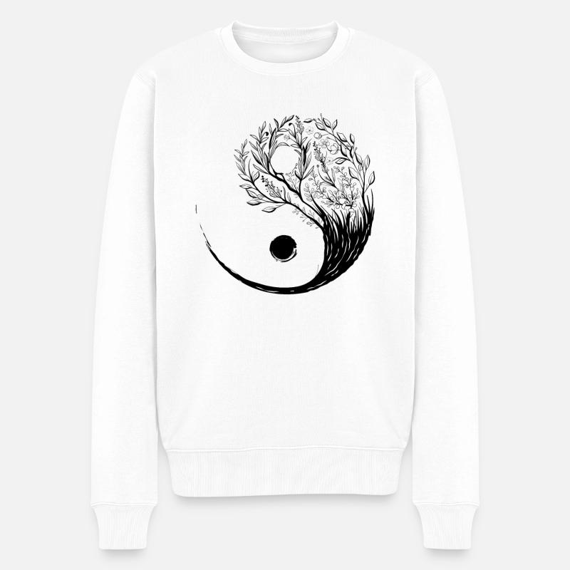 Cottagecore Aesthetic Ying Yang Tai Chi Goblincore - Männer Premium Bio Pullover - Weiß