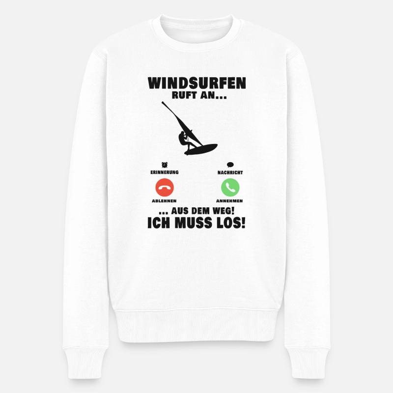 Windsurfen ruft an Windsurfer Windsurfing Windsurf - Männer Premium Bio Pullover - Weiß