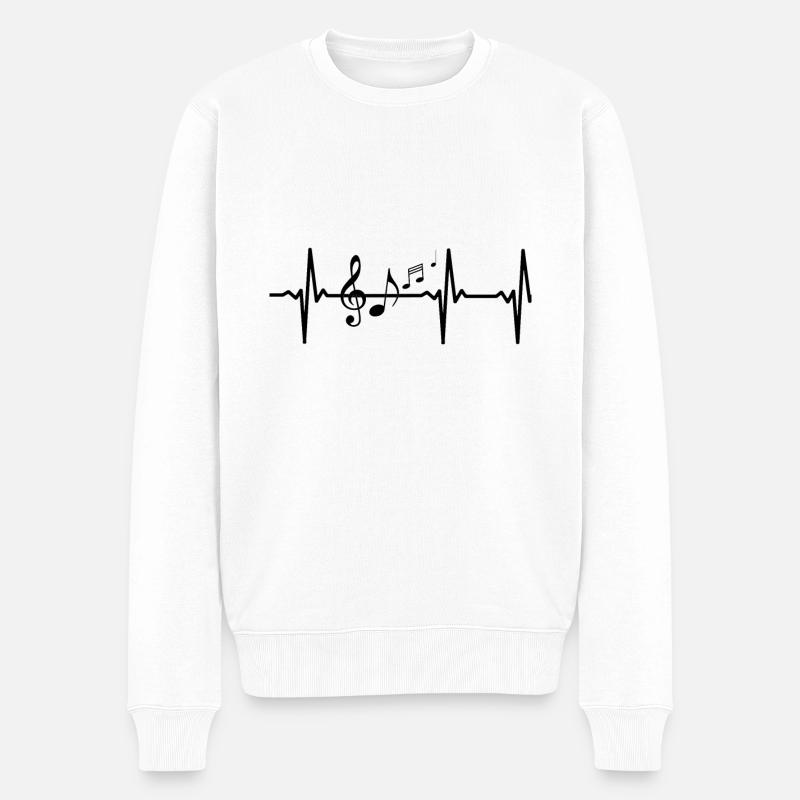 Notes musicales - Pull Premium bio Homme - blanc