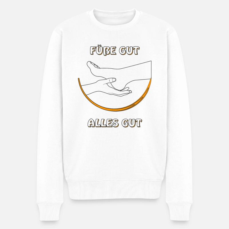 FÜßE GUT ALLES GUT - Männer Premium Bio Pullover - Weiß