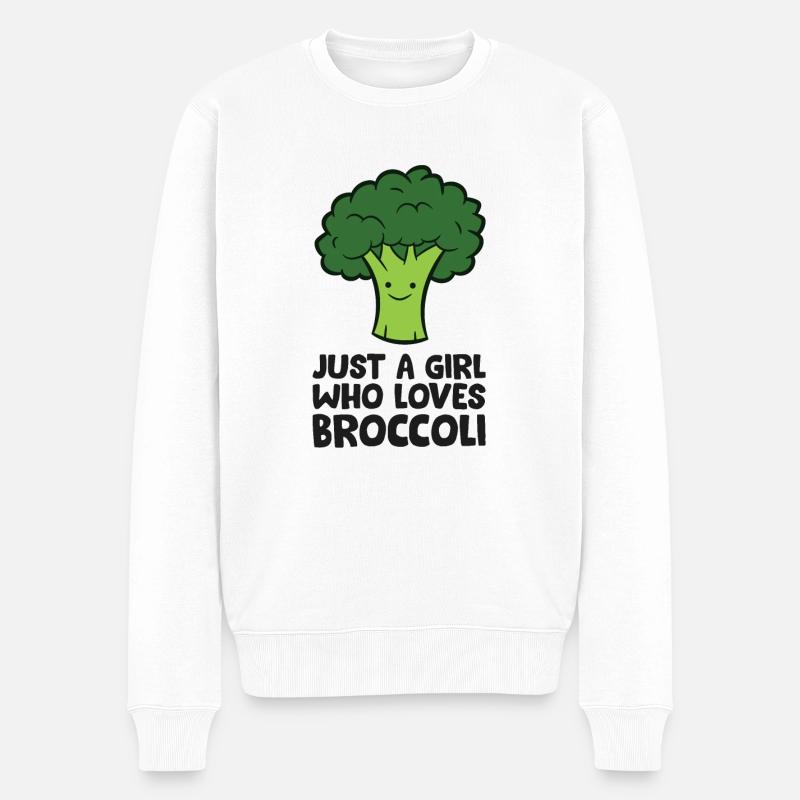 Nur ein Mädchen, das Brokkoli liebt - Männer Premium Bio Pullover - Weiß