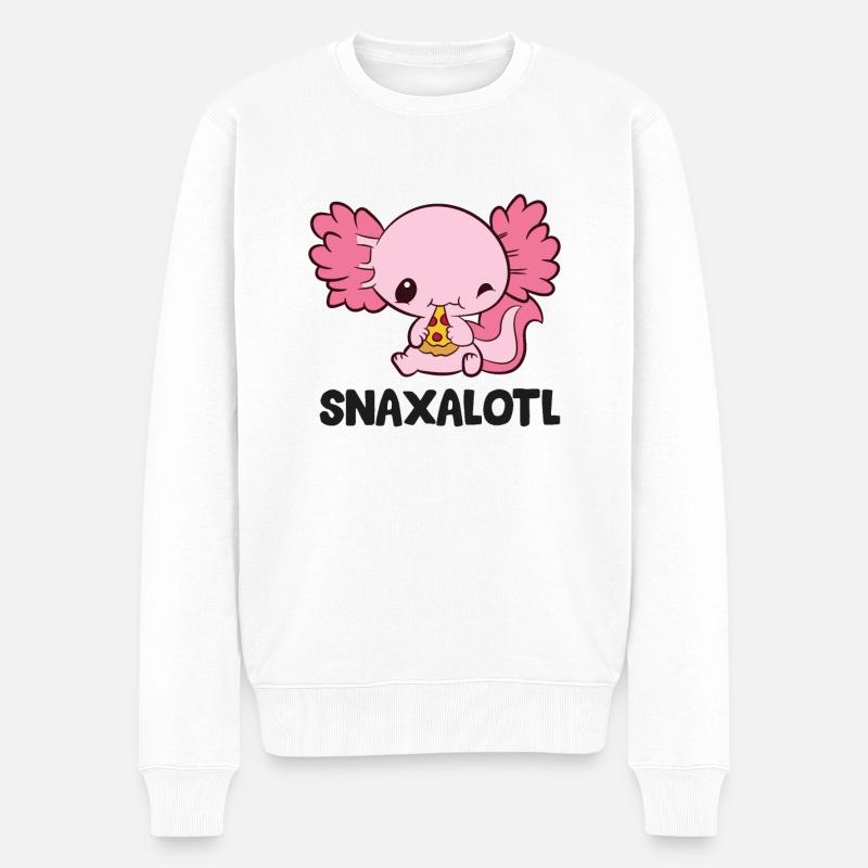Snaxalotl Liebe Axolotls Niedlicher Axolotl mit - Männer Premium Bio Pullover - Weiß