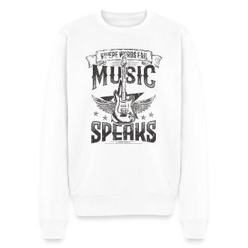 Music Speaks Hard Rock Music Rocker Band Gitarre - Männer Premium Bio Pullover - Weiß - Vorne - Thijin (182cm)