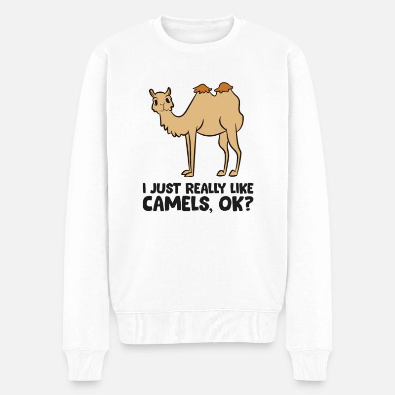 Kamelliebhaber Ich mag Kamele einfach sehr - Männer Premium Bio Pullover - Weiß