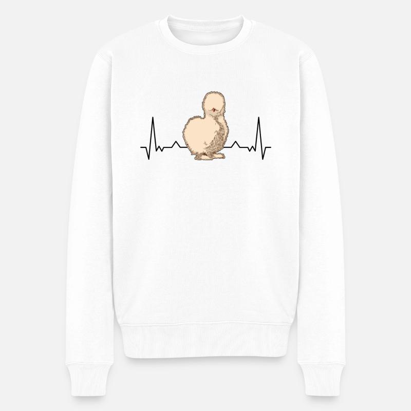 Seidenhuhn Herzschlag Seidenhühner Silkie Huhn - Männer Premium Bio Pullover - Weiß