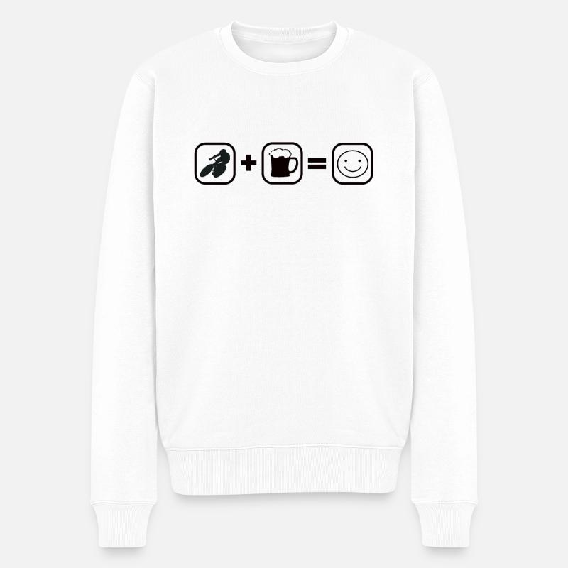 Rennrad und Bier - Männer Premium Bio Pullover - Weiß