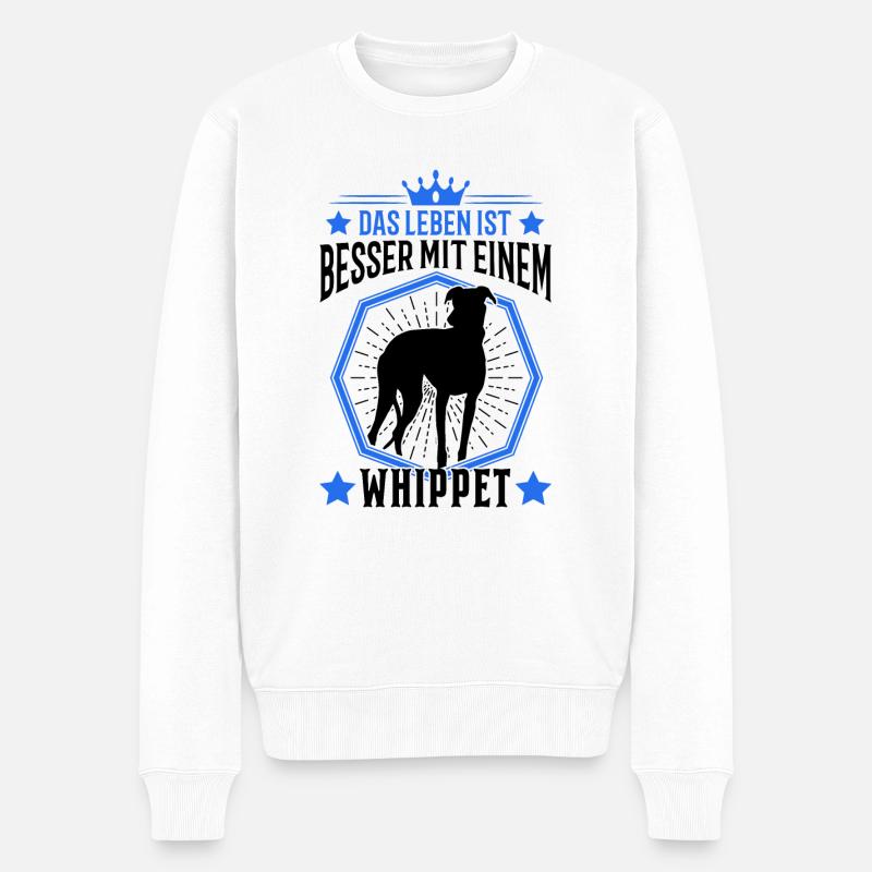Whippet Hund Spruch Windhund Sighthound - Männer Premium Bio Pullover - Weiß