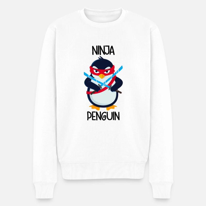 Ninja Penguin - Männer Premium Bio Pullover - Weiß