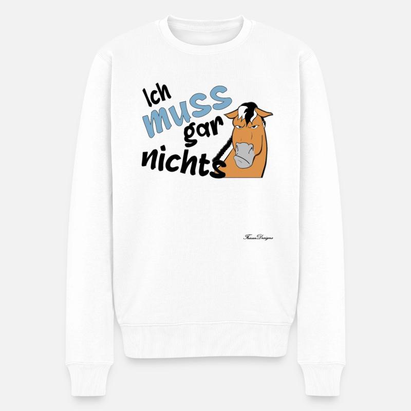 Fjordpferd muss gar nichts - Männer Premium Bio Pullover - Weiß
