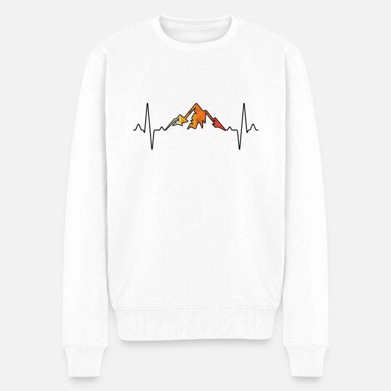 Berg Wandern Herzschlag - Männer Premium Bio Pullover - Weiß