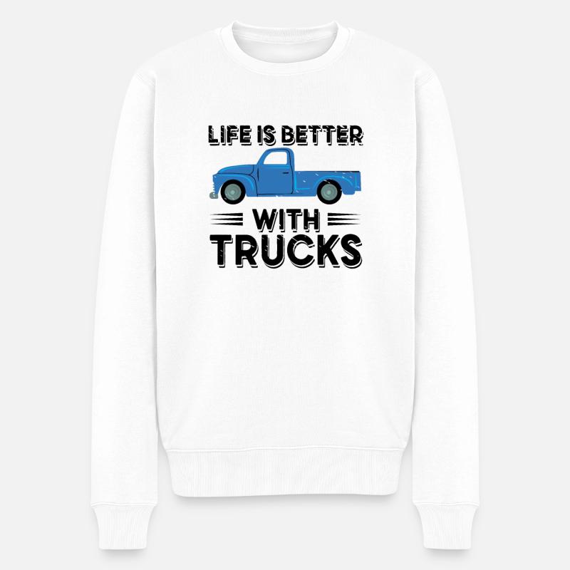 Pick Up Vintage Wagon Pickup Truck - Männer Premium Bio Pullover - Weiß