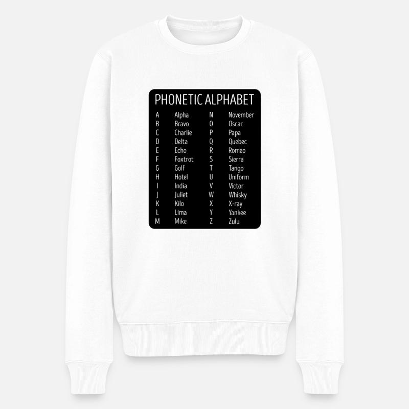 Airplane Pilot Air Traffic Controller Phonetic - Men's Premium Organic Jumper - white