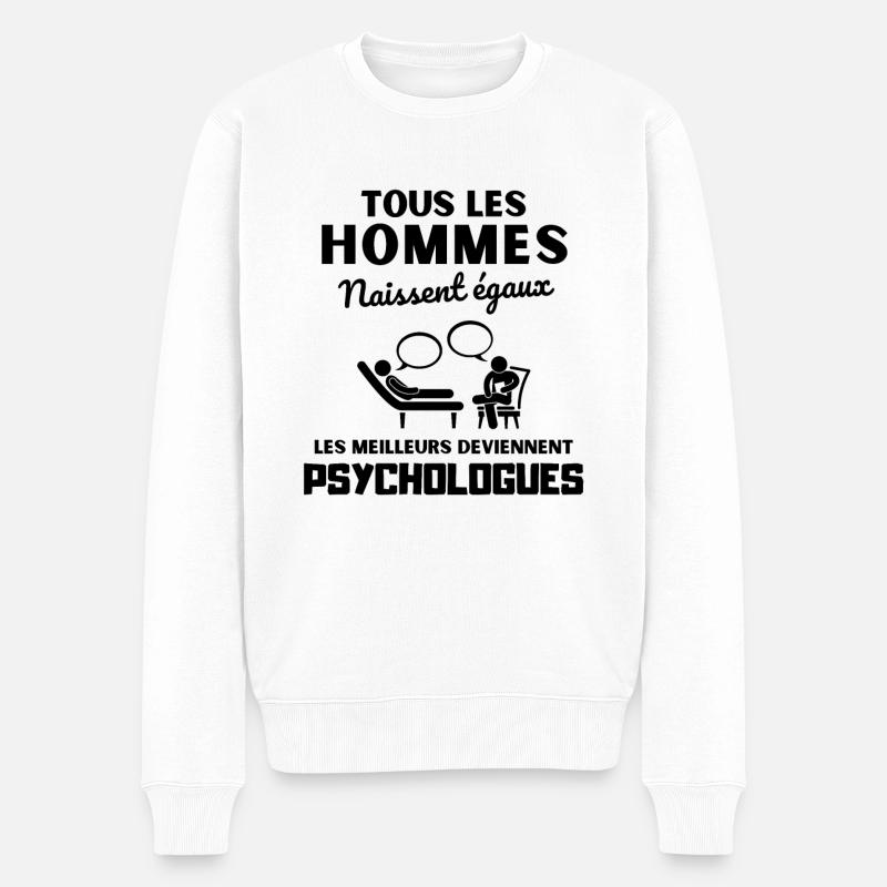 Les meilleurs deviennent psychologue - Pull Premium bio Homme - blanc