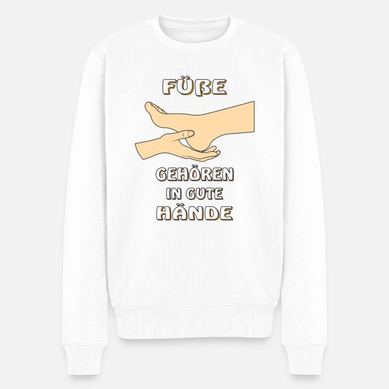FÜßE GEHÖREN IN GUTE HÄNDE - Männer Premium Bio Pullover - Weiß