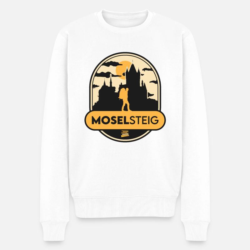 Moselsteig - Deutschland - Männer Premium Bio Pullover - Weiß
