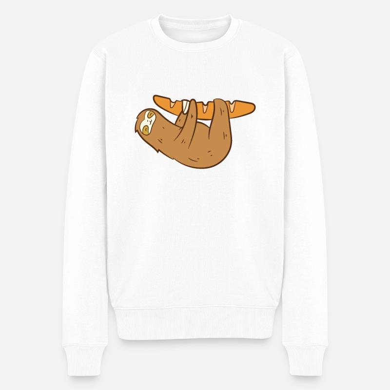 Lustige Baguette Liebhaber Faultier Baguette - Männer Premium Bio Pullover - Weiß
