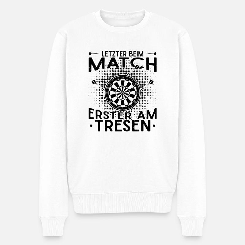 Dart-Flüsterer Dart-Flüsterer - Männer Premium Bio Pullover - Weiß