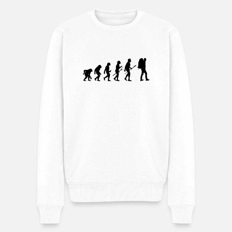 Wandern Wanderer Evolution - Männer Premium Bio Pullover - Weiß