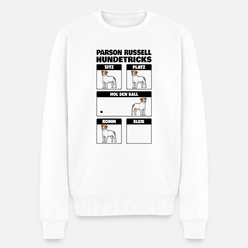 Parson Russell Terrier Hundetricks - Männer Premium Bio Pullover - Weiß
