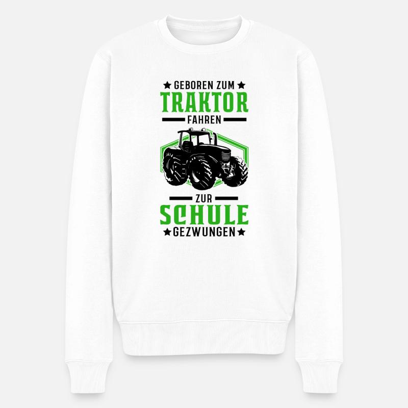 Traktor Schule Bauer Traktorfahrer Landwirt - Männer Premium Bio Pullover - Weiß