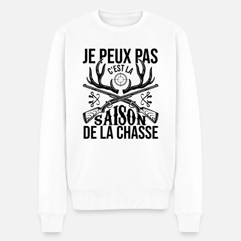 Je Peux Pas C'est La Saison De La Chasse Humour - Pull Premium bio Homme - blanc