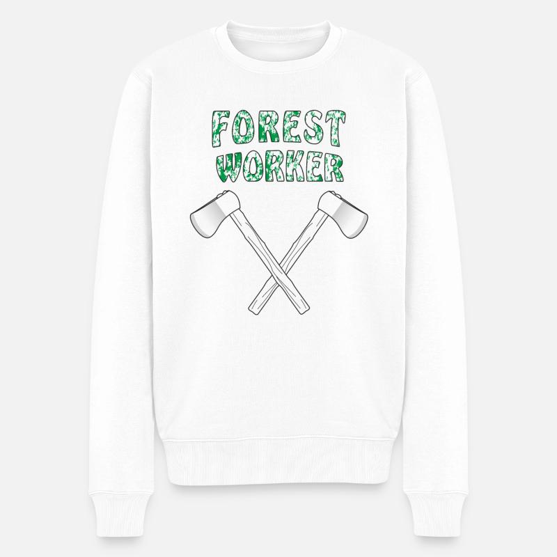 AXT FOREST WORKER - Männer Premium Bio Pullover - Weiß