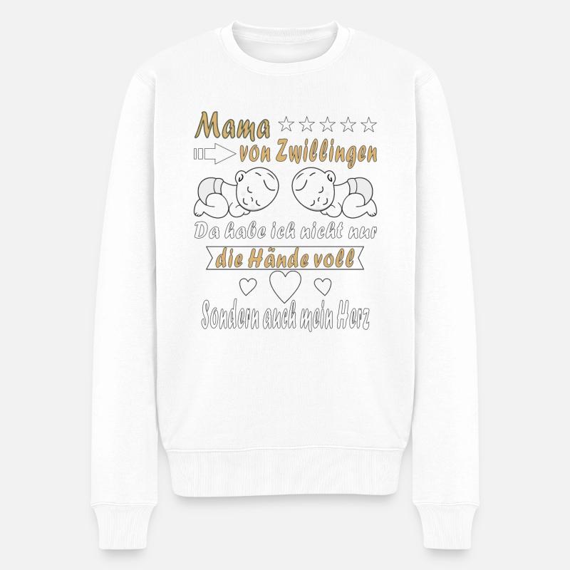 MAMA VON ZWILLINGEN - Männer Premium Bio Pullover - Weiß
