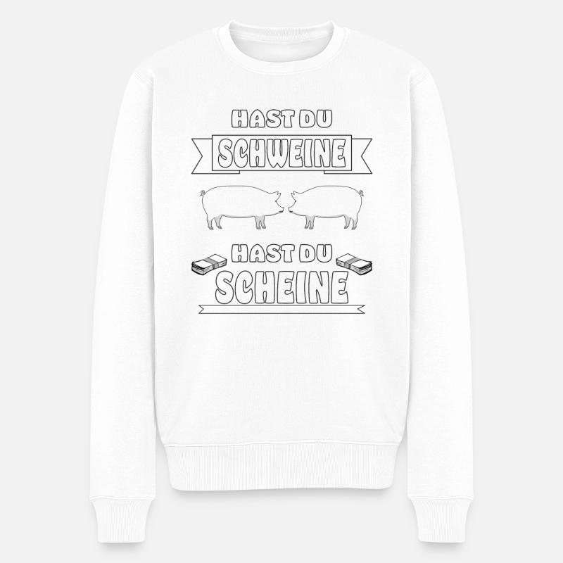 SCHWEINE - Männer Premium Bio Pullover - Weiß