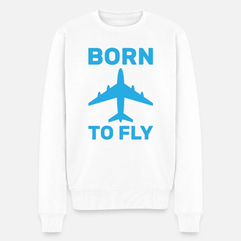 Flugzeug - Männer Premium Bio Pullover - Weiß