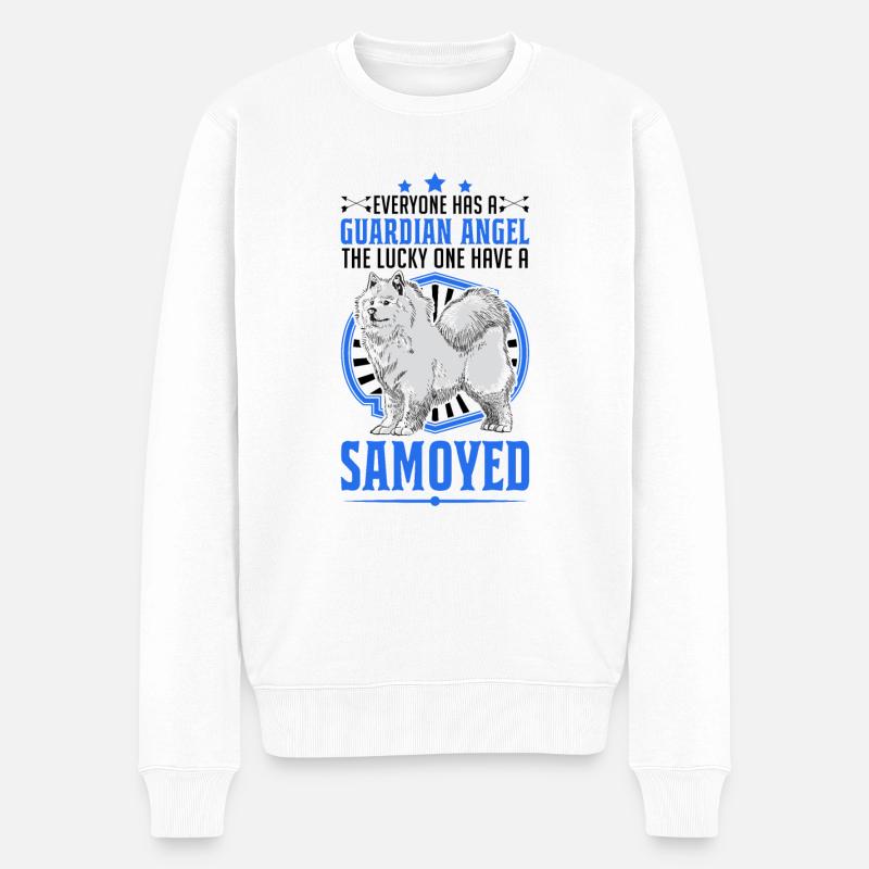 Samojede Schutzengel Schlittenhund Samojeden - Männer Premium Bio Pullover - Weiß