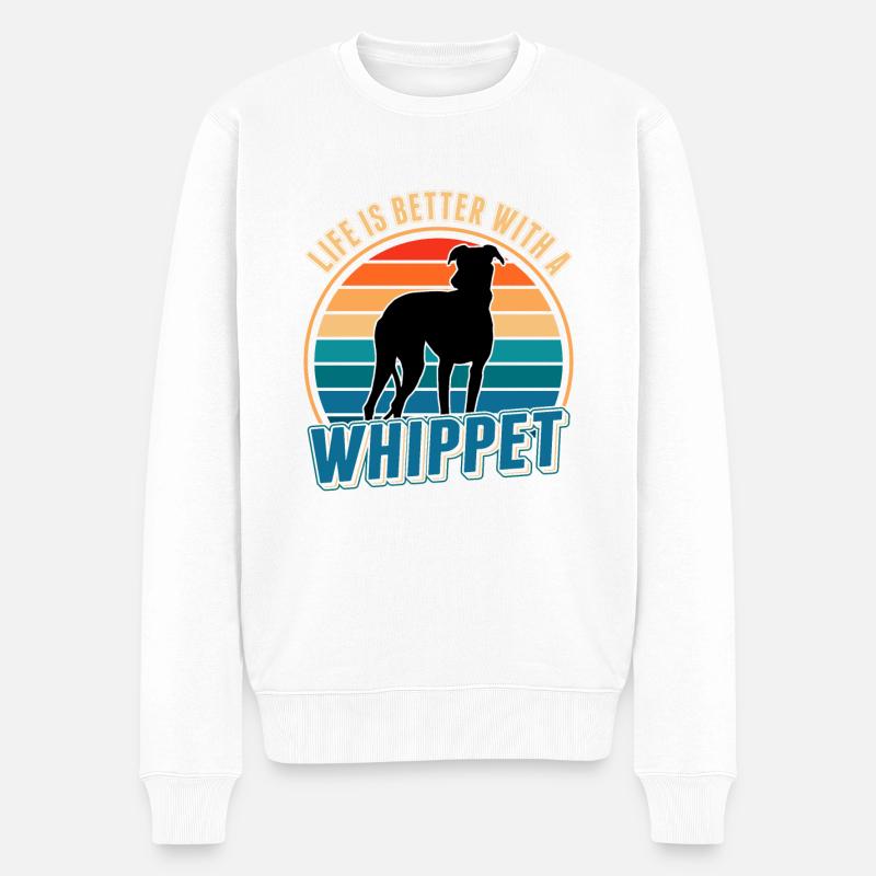 Life is better with a Whippet Windhund Sighthound - Männer Premium Bio Pullover - Weiß