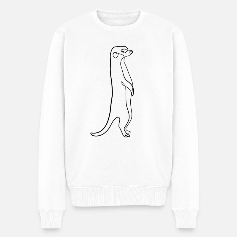 Erdmännchen Line Art Abstrakte Kunst Geschenk - Männer Premium Bio Pullover - Weiß