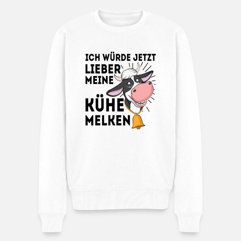 Kuh - Männer Premium Bio Pullover - Weiß