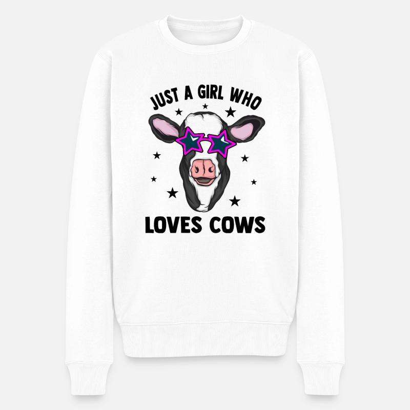 Kuh - Männer Premium Bio Pullover - Weiß