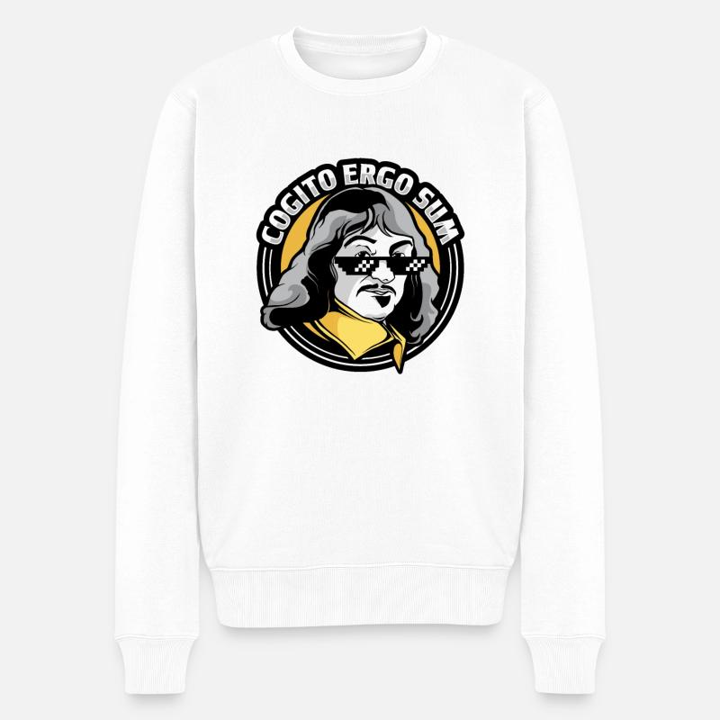 Philosophie Descartes Philosophie Student - Männer Premium Bio Pullover - Weiß