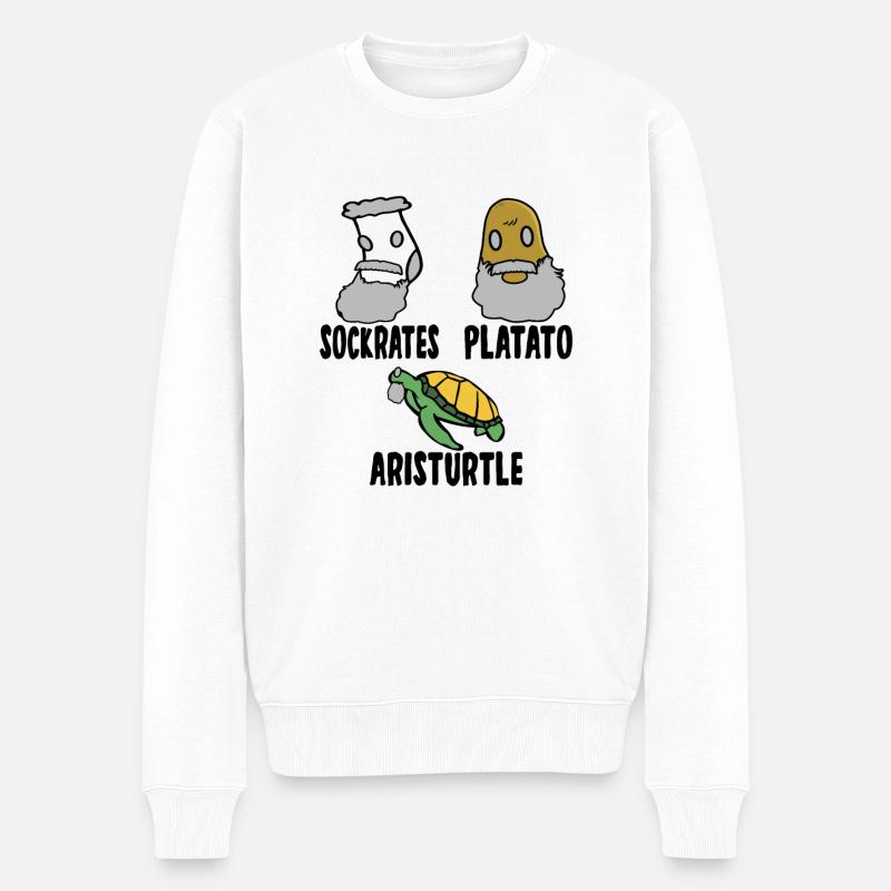 Philosophie Sokrates Platon Aristoteles Philosoph - Männer Premium Bio Pullover - Weiß