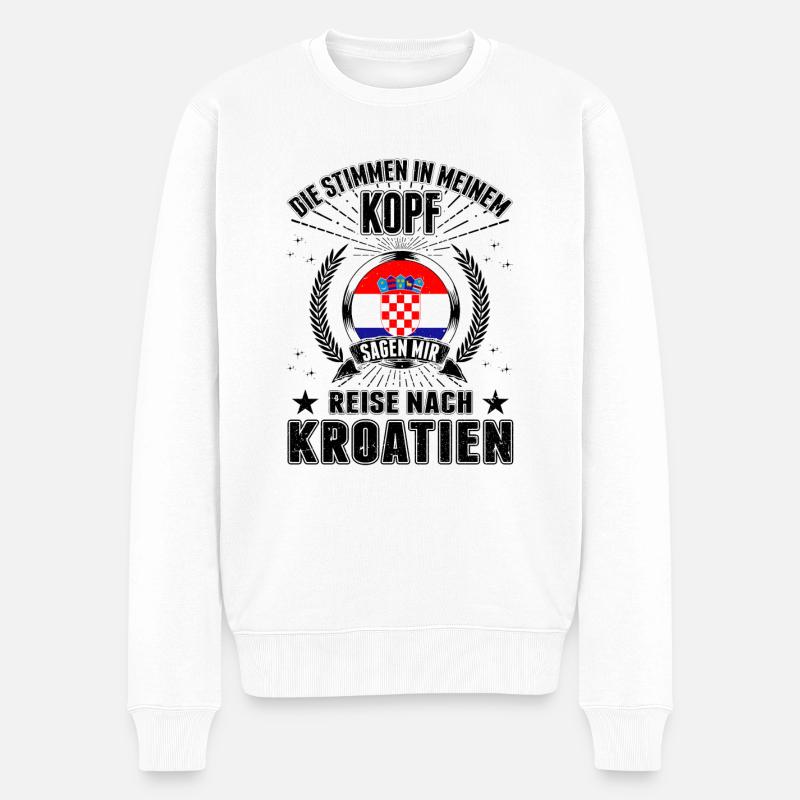 Kroatien Urlaub Stimmen Zagreb Reise Geschenk - Männer Premium Bio Pullover - Weiß