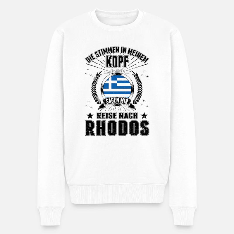 Griechenland Urlaub Stimmen Rhodos Kreta Reise - Männer Premium Bio Pullover - Weiß