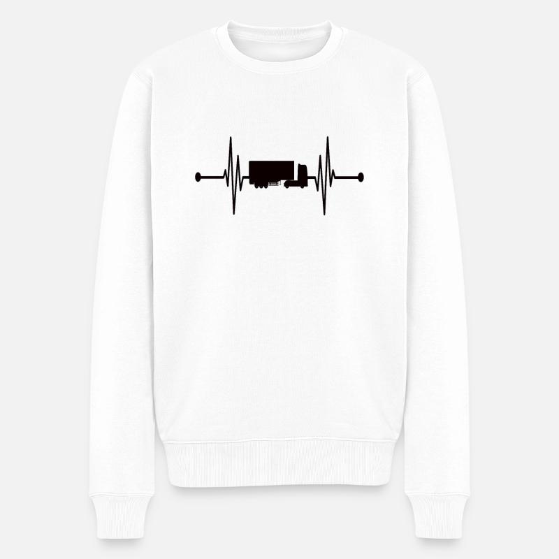 Lkw Herzschlag - Männer Premium Bio Pullover - Weiß