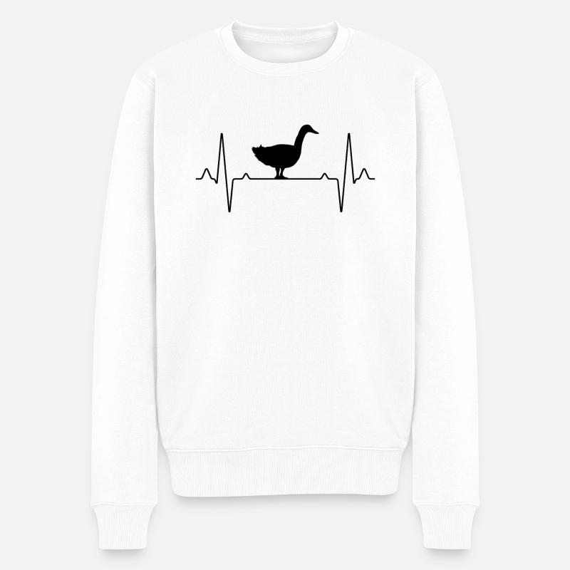 Gans Herzschlag - Männer Premium Bio Pullover - Weiß