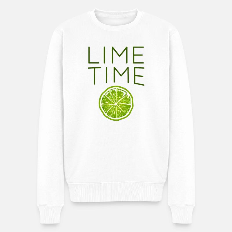 Limette - Männer Premium Bio Pullover - Weiß