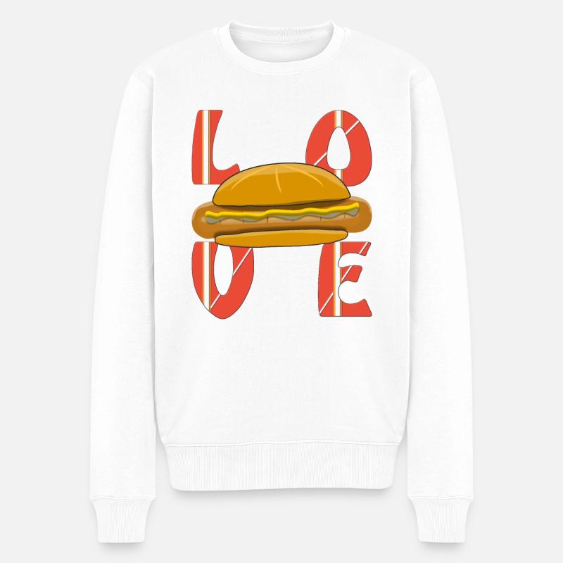 LOVE BRATWURST - Männer Premium Bio Pullover - Weiß